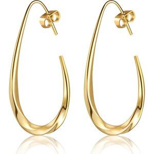 ⚡Gold Drop Hoop Earrings Modern Statement Jewelry for Women Fashion Party Gift